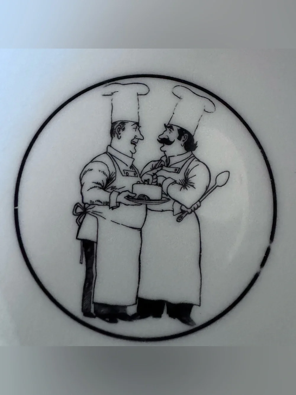 Vintage Epoch Chef Illustration White Ceramic Bowls - Set of 4, Le Restaurant